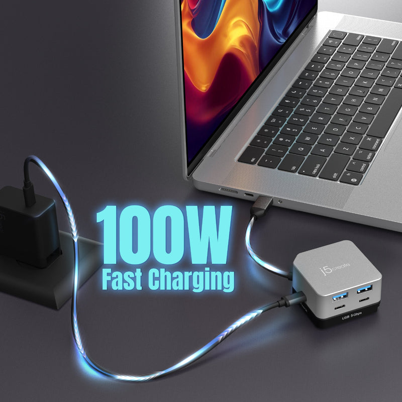 JCD361 Flexible Ports USB-C® 4K144 HDMI™ Hub - Cube Plus 6 in 1