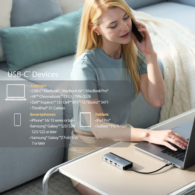 JCD362 Flexible Ports USB-C® 4K144 HDMI™ Hub  - Slim 8 in 1
