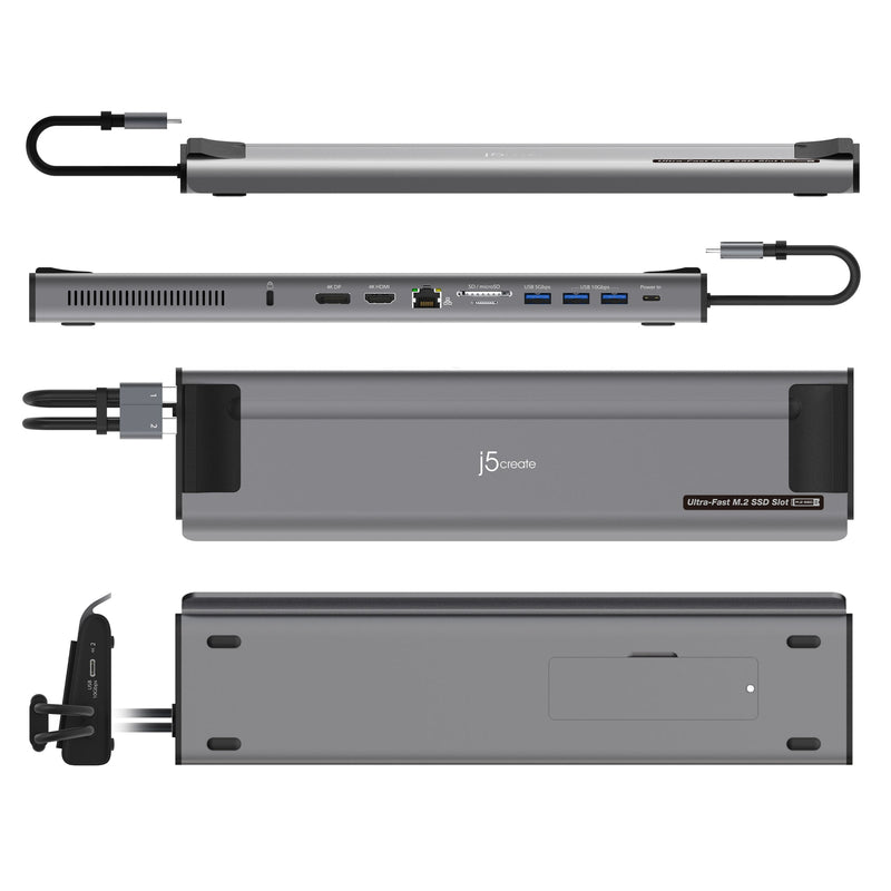 JCD551 USB-C® Dual 4K Display Docking Station with an M.2 SSD Slot