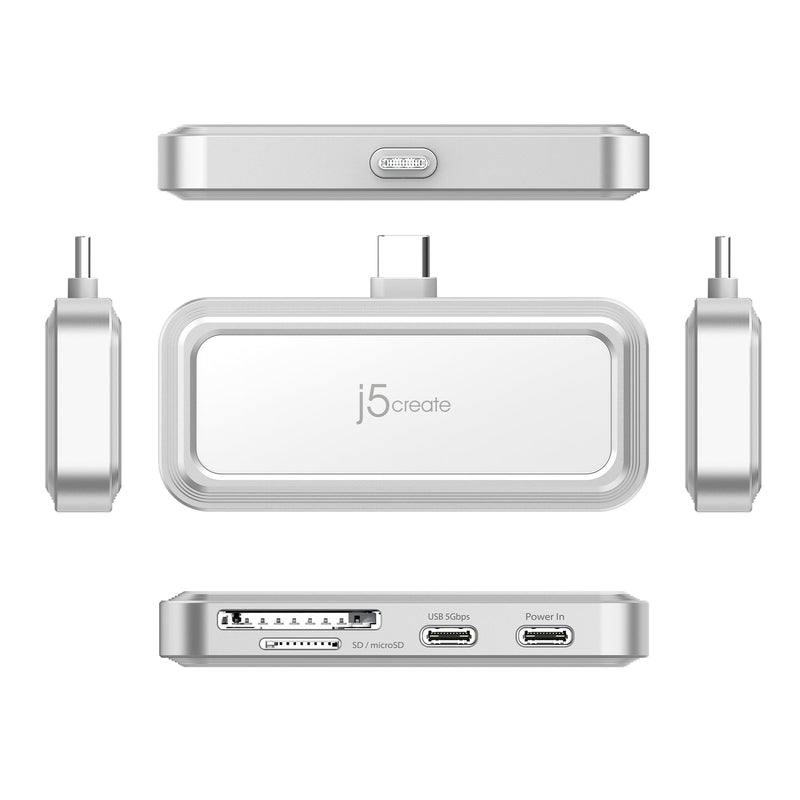 JCH167 USB-C® to Dual USB-C® & SD™ Card for Smartphones with Power Delivery