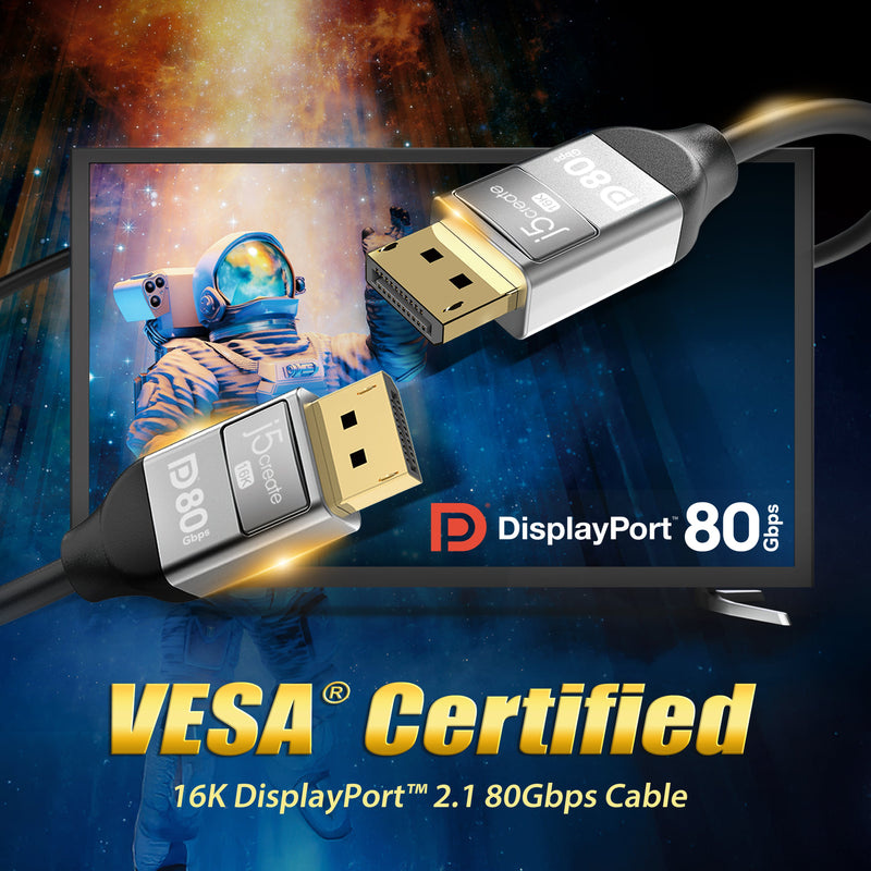 JDC44L16 VESA® Certified 16K DisplayPort™ 2.1 80Gbps Cable