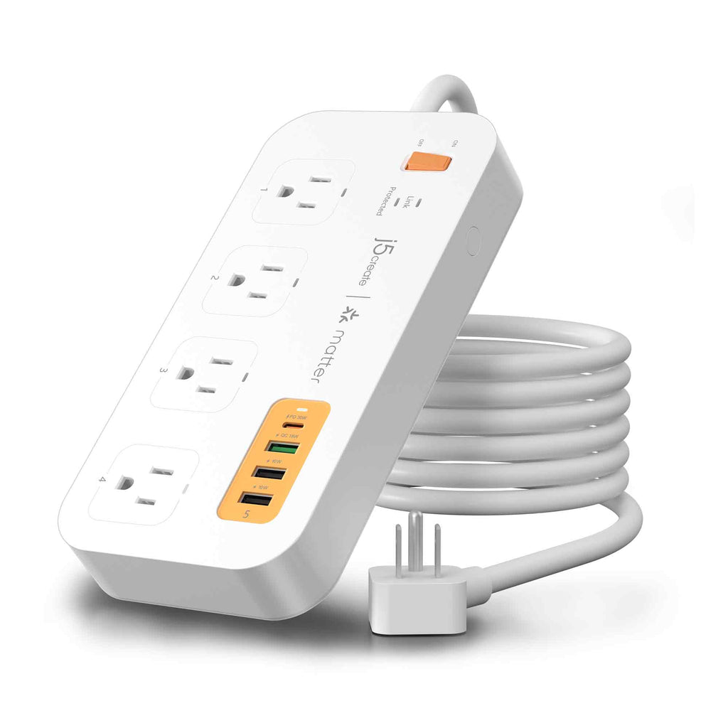 JSPAC4430 Matter Enabled Smart Plug Power Strip With 4-Outlets and 4 USB™ Ports