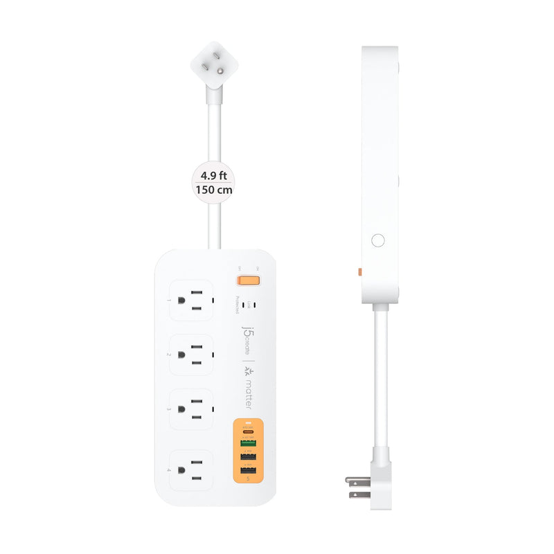 JSPAC4430 Matter Enabled Smart Plug Power Strip With 4-Outlets and 4 USB™ Ports