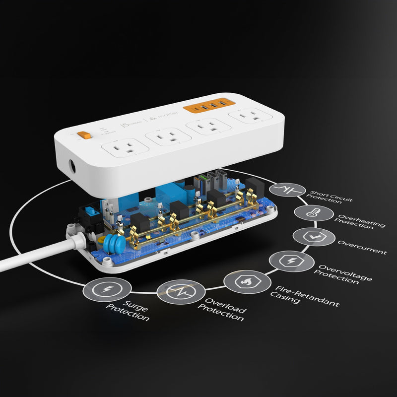 JSPAC4430 Matter Enabled Smart Plug Power Strip With 4-Outlets and 4 USB™ Ports