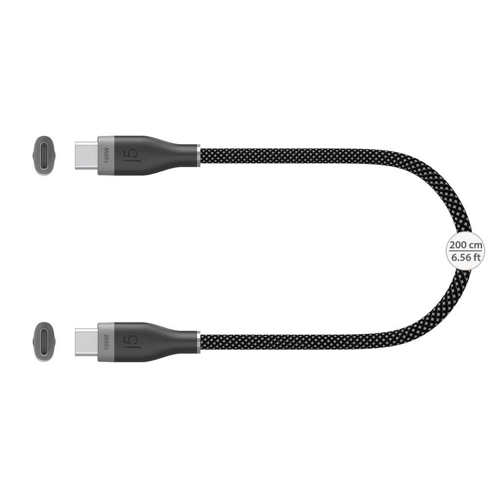 JUCX20L20 USB-C® 100W Ultra Soft Double-Braided Fast Charging Cable 6.56 FT