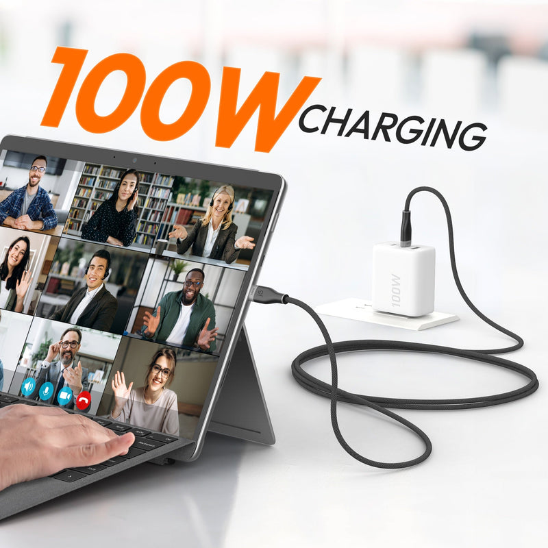 JUCX20L20 USB-C® 100W Ultra Soft Double-Braided Fast Charging Cable 6.56 FT