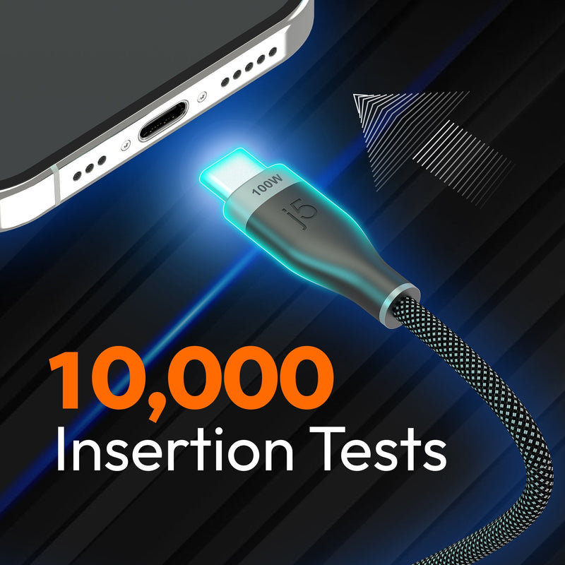 JUCX20L20 USB-C® 100W Ultra Soft Double-Braided Fast Charging Cable 6.56 FT