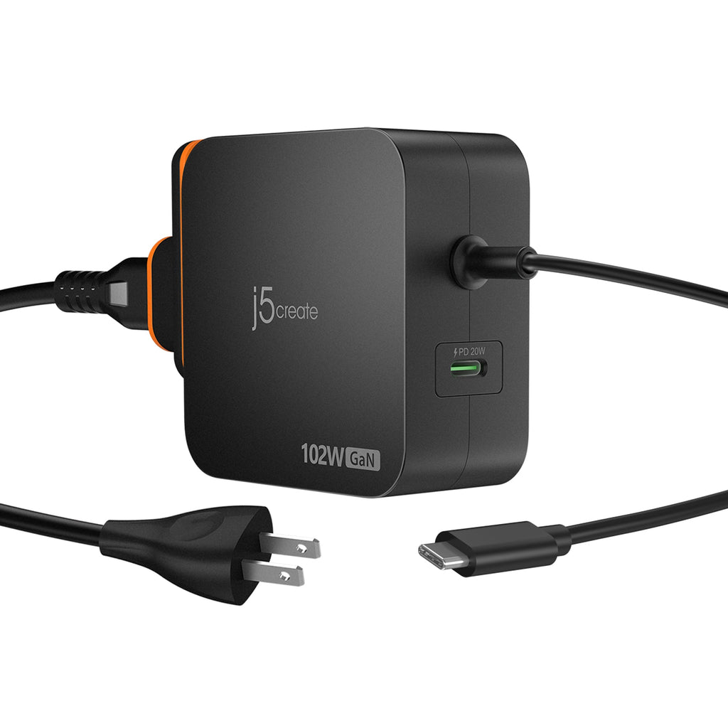 JUP25100P 102W Nano Super Charger for USB-C® 2-Port (GaN Power) With AC Extension Kits