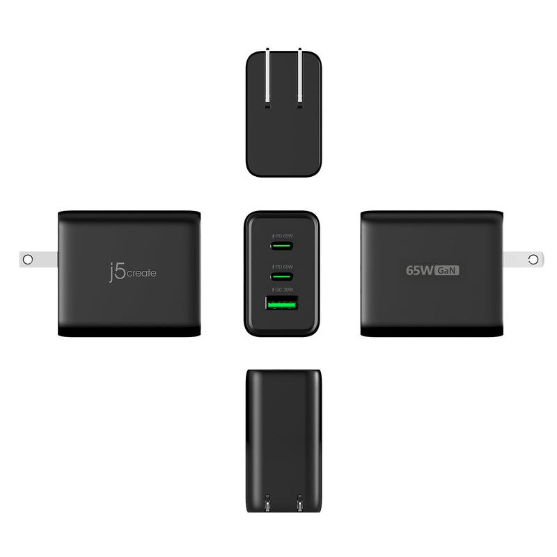 JUP3365B 65W GaN USB-C® 3-Port Charger