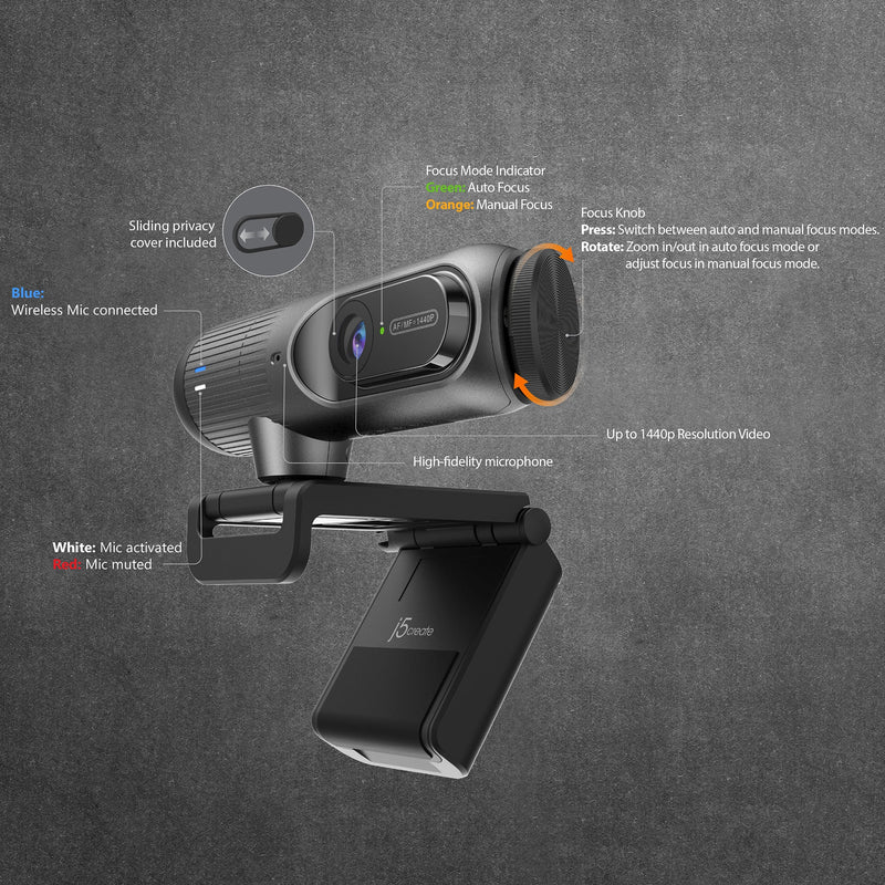 JVU302 2K AI-Powered Webcam with Auto-Focus