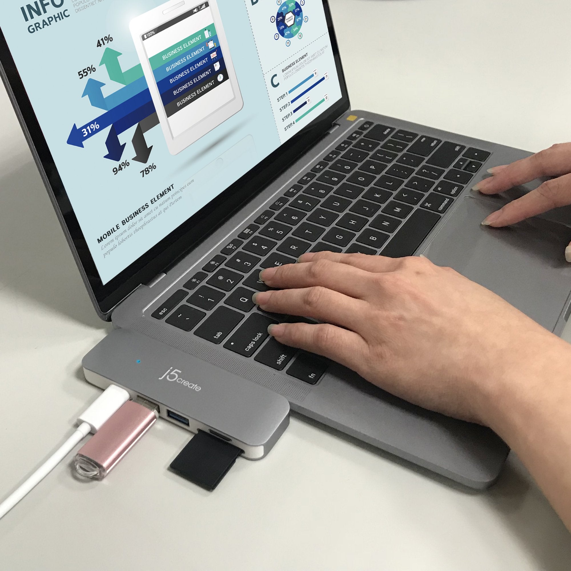 JCD386 USB-C™ ULTRADRIVE MINIDOCK® 7-in-1 functions – j5create