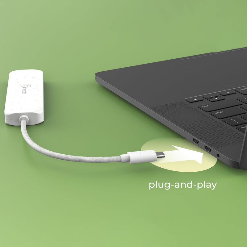 JCH341E Eco-Friendly USB-C® to 4-Port Type-A Gen 2 Hub