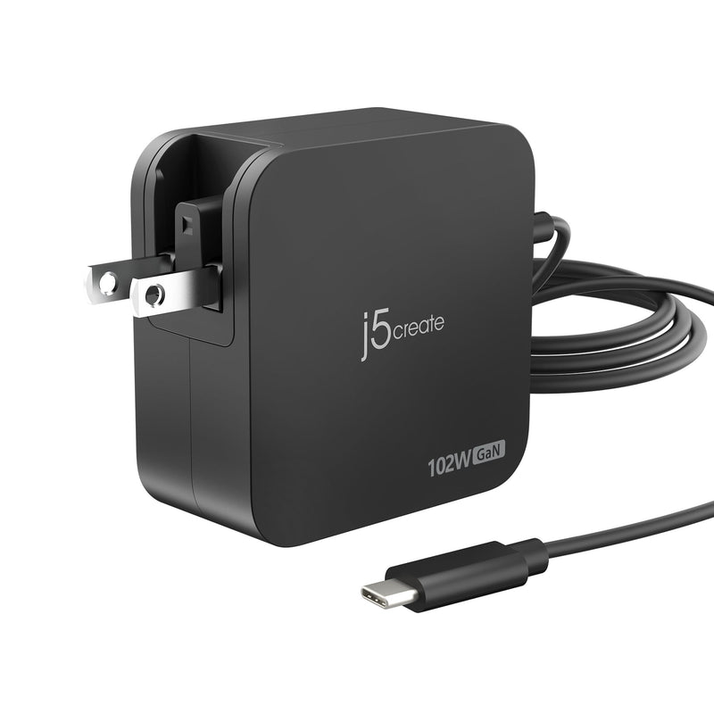 JUP25102V 102W GaN PD USB-C® 2-Port Charger with Changeable AC Plugs