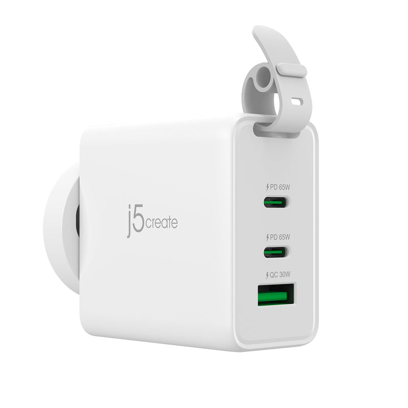 JUP3565V 65W GaN USB-C® 3-Port Traveler Charger with changeable AC plugs