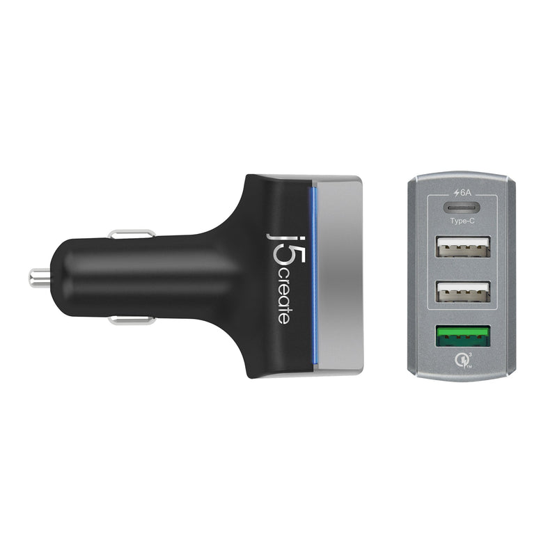 JUPV41 4-Port USB<sup>™</sup> QC 3.0 & Type-C<sup>™</sup> Car Charger