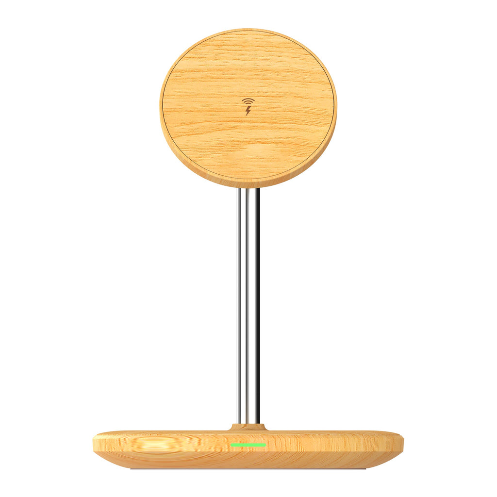 JUPW2106 Wood Grain 2-in-1 Magnetic Wireless Charging Stand