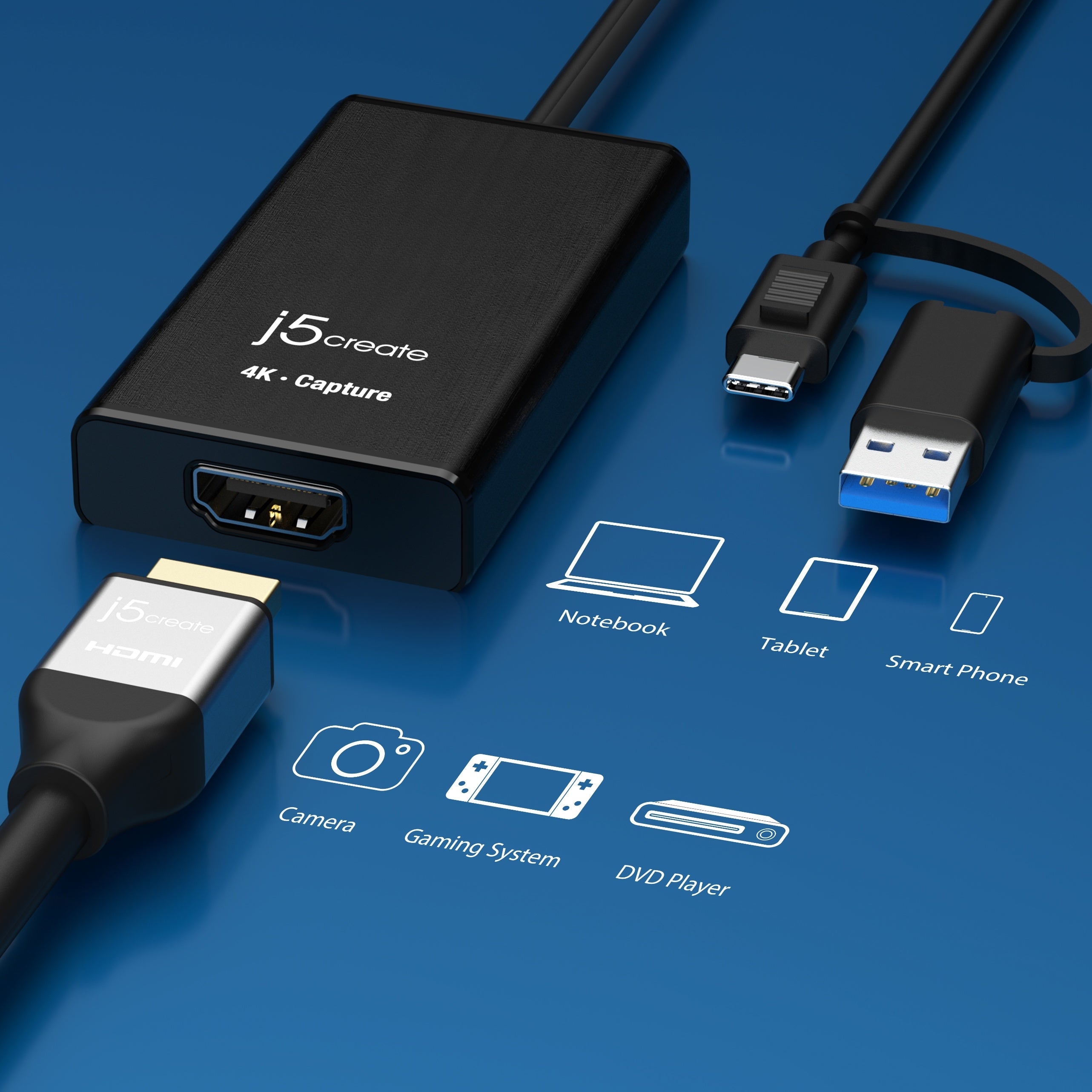 J5create 4K HDMI Video Capture Karte, DSLR Cam Link, Game Capture Adapter Für Game Live, Broadcasting, Streaming, Videokonferenz | Unterstützung 4K30, 2K60, 1080p120